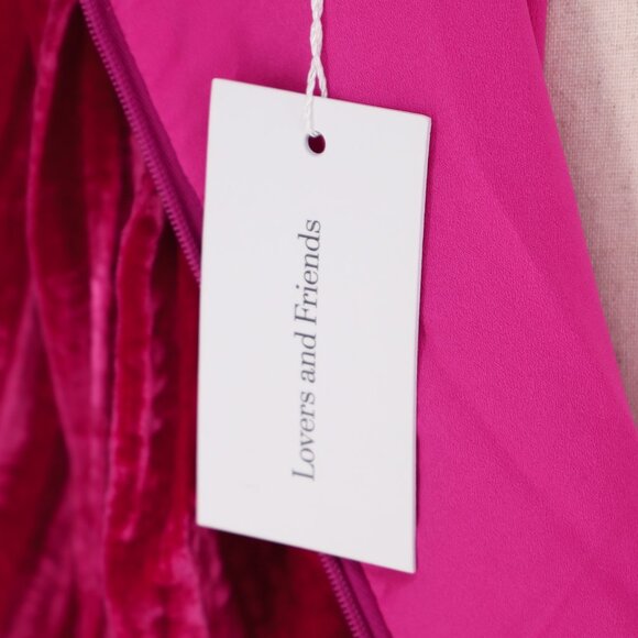NWT LOVERS & FRIENDS Kimora Crushed Velvet Mini Dress Magenta Pink Size M - Picture 9 of 10